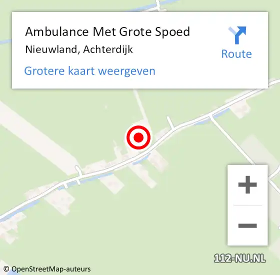 Locatie op kaart van de 112 melding: Ambulance Met Grote Spoed Naar Nieuwland, Achterdijk op 10 oktober 2016 11:32