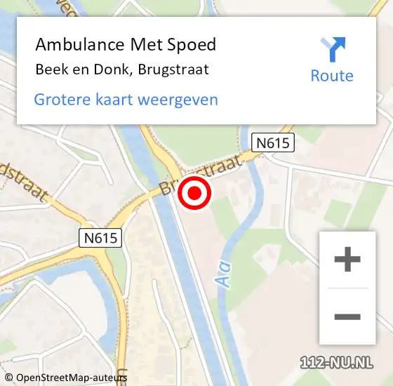 Locatie op kaart van de 112 melding: Ambulance Met Spoed Naar Beek en Donk, Brugstraat op 10 oktober 2016 11:32