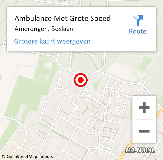 Locatie op kaart van de 112 melding: Ambulance Met Grote Spoed Naar Amerongen, Boslaan op 10 oktober 2016 11:48