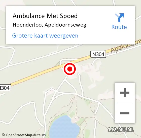 Locatie op kaart van de 112 melding: Ambulance Met Spoed Naar Hoenderloo, Apeldoornseweg op 10 oktober 2016 11:57