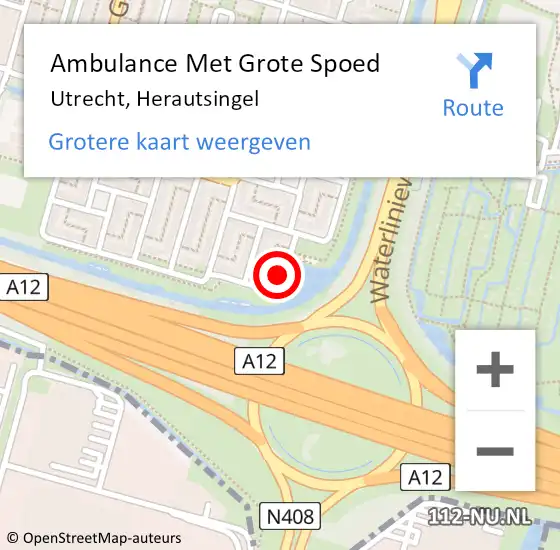 Locatie op kaart van de 112 melding: Ambulance Met Grote Spoed Naar Utrecht, Herautsingel op 10 oktober 2016 12:01