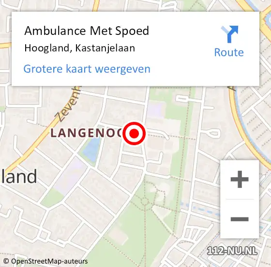 Locatie op kaart van de 112 melding: Ambulance Met Spoed Naar Hoogland, Kastanjelaan op 10 oktober 2016 12:10