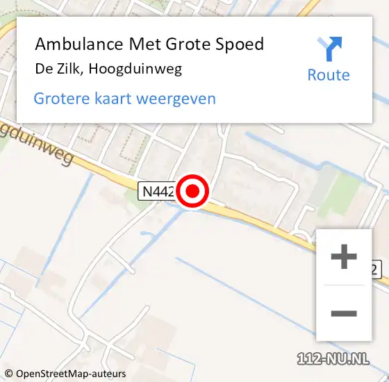 Locatie op kaart van de 112 melding: Ambulance Met Grote Spoed Naar De Zilk, Hoogduinweg op 10 oktober 2016 12:21