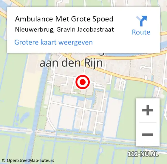 Locatie op kaart van de 112 melding: Ambulance Met Grote Spoed Naar Nieuwerbrug, Gravin Jacobastraat op 10 oktober 2016 12:51