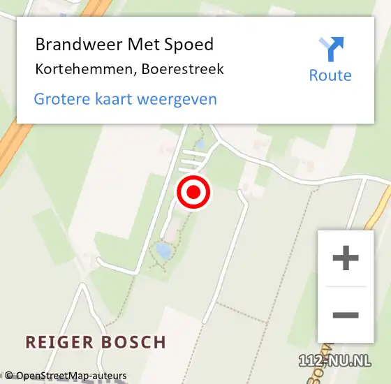 Locatie op kaart van de 112 melding: Brandweer Met Spoed Naar Kortehemmen, Boerestreek op 10 oktober 2016 13:17