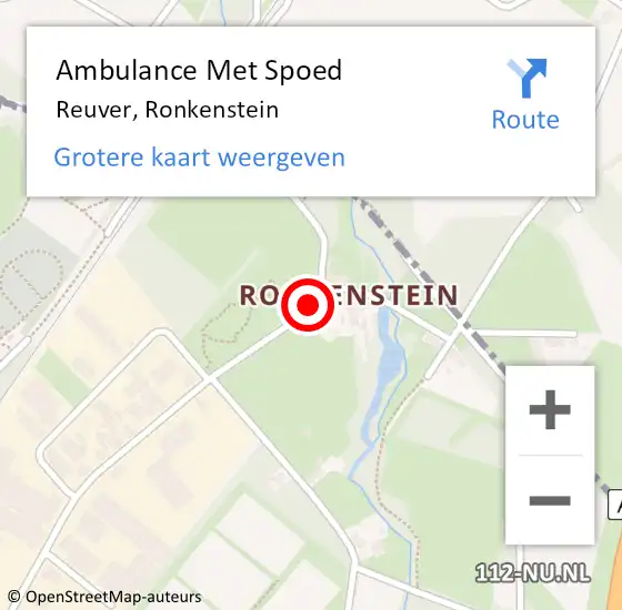 Locatie op kaart van de 112 melding: Ambulance Met Spoed Naar Reuver, Ronkenstein op 10 oktober 2016 13:35