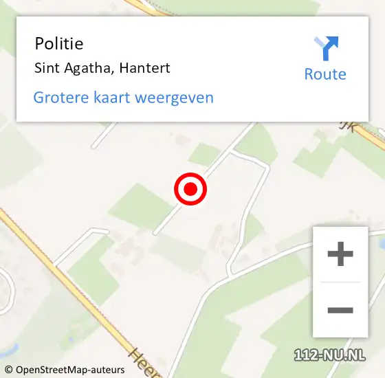 Locatie op kaart van de 112 melding: Politie Sint Agatha, Hantert op 30 december 2013 09:06