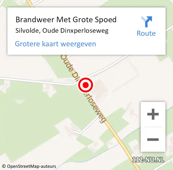 Locatie op kaart van de 112 melding: Brandweer Met Grote Spoed Naar Silvolde, Oude Dinxperloseweg op 10 oktober 2016 13:56