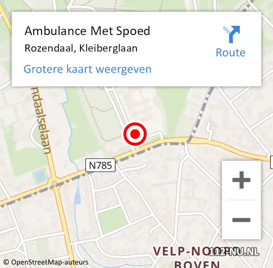 Locatie op kaart van de 112 melding: Ambulance Met Spoed Naar Rozendaal, Kleiberglaan op 10 oktober 2016 14:37