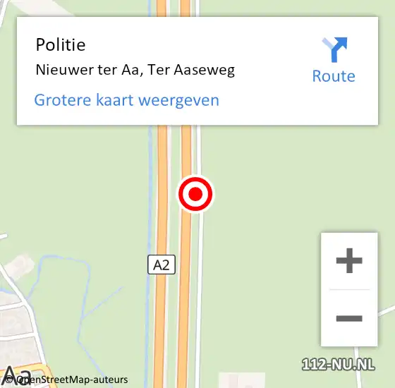 Locatie op kaart van de 112 melding: Politie Nieuwer ter Aa, Ter Aaseweg op 30 december 2013 09:11