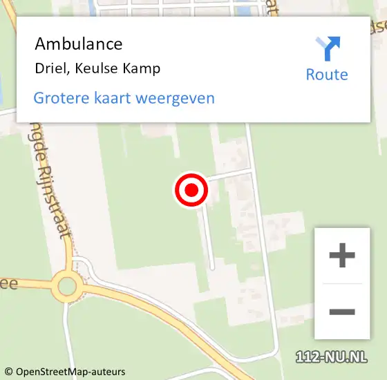 Locatie op kaart van de 112 melding: Ambulance Driel, Keulse Kamp op 10 oktober 2016 15:55