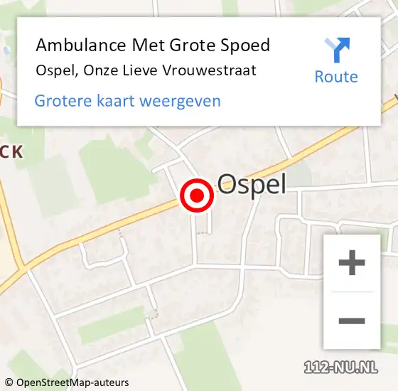 Locatie op kaart van de 112 melding: Ambulance Met Grote Spoed Naar Ospel, Onze Lieve Vrouwestraat op 10 oktober 2016 16:08