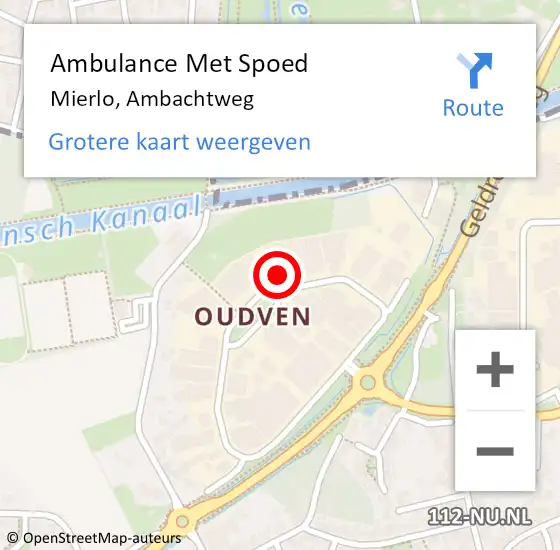 Locatie op kaart van de 112 melding: Ambulance Met Spoed Naar Mierlo, Ambachtweg op 10 oktober 2016 16:32