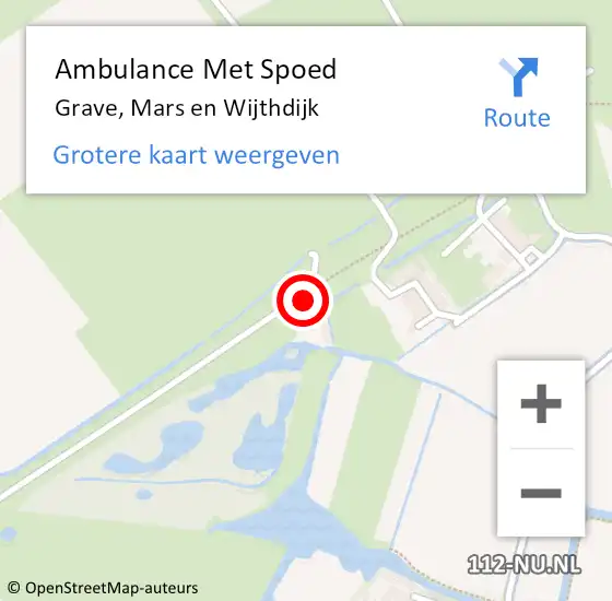 Locatie op kaart van de 112 melding: Ambulance Met Spoed Naar Grave, Mars en Wijthdijk op 10 oktober 2016 16:38