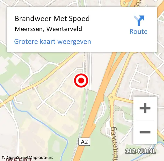 Locatie op kaart van de 112 melding: Brandweer Met Spoed Naar Meerssen, Weerterveld op 10 oktober 2016 16:41