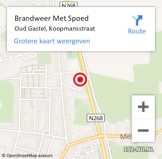 Locatie op kaart van de 112 melding: Brandweer Met Spoed Naar Oud Gastel, Koopmansstraat op 10 oktober 2016 17:34