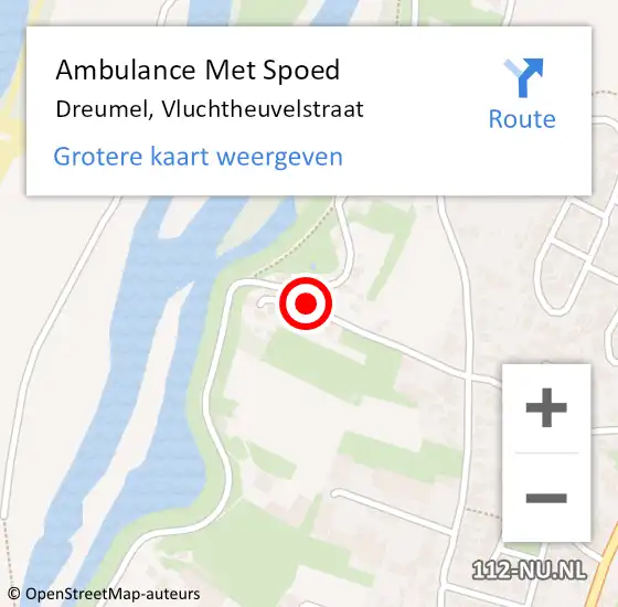 Locatie op kaart van de 112 melding: Ambulance Met Spoed Naar Dreumel, Vluchtheuvelstraat op 10 oktober 2016 17:38