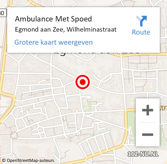 Locatie op kaart van de 112 melding: Ambulance Met Spoed Naar Egmond aan Zee, Wilhelminastraat op 10 oktober 2016 17:40