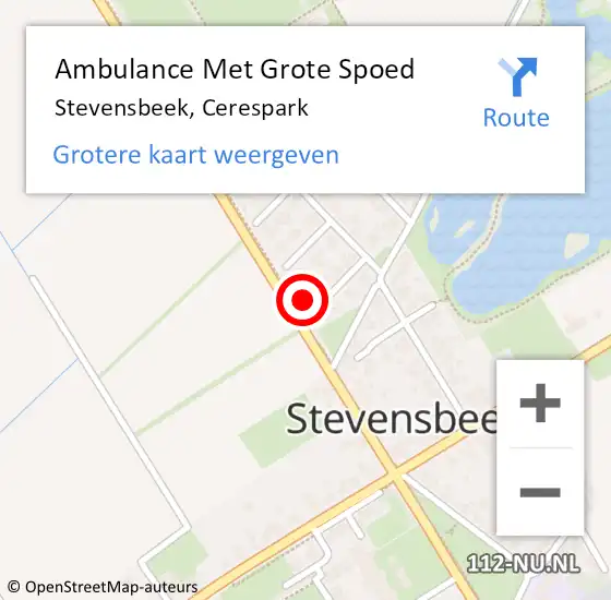 Locatie op kaart van de 112 melding: Ambulance Met Grote Spoed Naar Stevensbeek, Cerespark op 10 oktober 2016 17:46