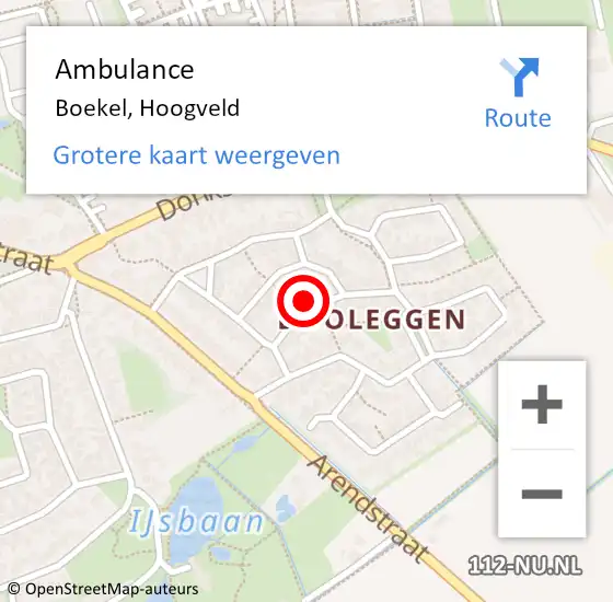 Locatie op kaart van de 112 melding: Ambulance Boekel, Hoogveld op 10 oktober 2016 17:47