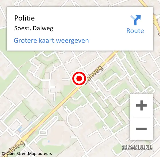 Locatie op kaart van de 112 melding: Politie Soest, Dalweg op 10 oktober 2016 18:15