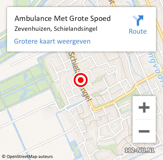 Locatie op kaart van de 112 melding: Ambulance Met Grote Spoed Naar Zevenhuizen, Schielandsingel op 10 oktober 2016 18:43