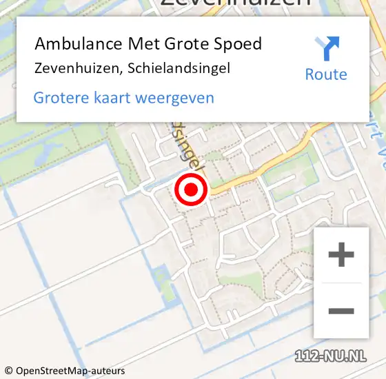 Locatie op kaart van de 112 melding: Ambulance Met Grote Spoed Naar Zevenhuizen, Schielandsingel op 10 oktober 2016 18:45