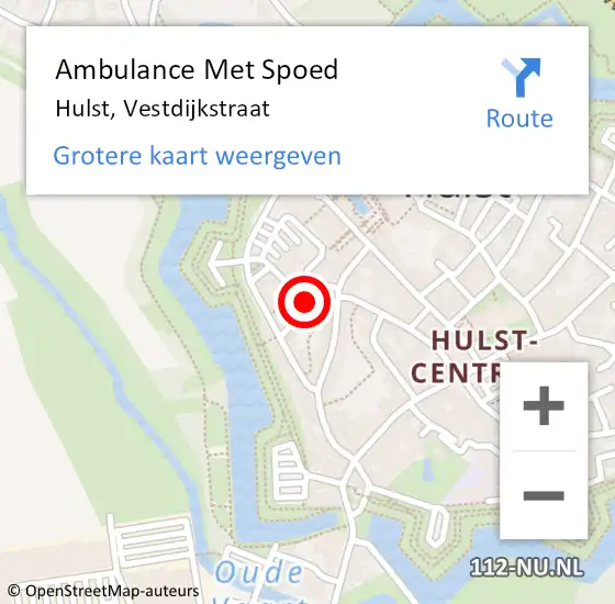 Locatie op kaart van de 112 melding: Ambulance Met Spoed Naar Hulst, Vestdijkstraat op 10 oktober 2016 18:49