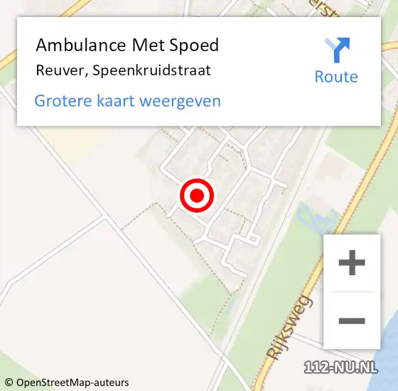 Locatie op kaart van de 112 melding: Ambulance Met Spoed Naar Reuver, Speenkruidstraat op 10 oktober 2016 19:01