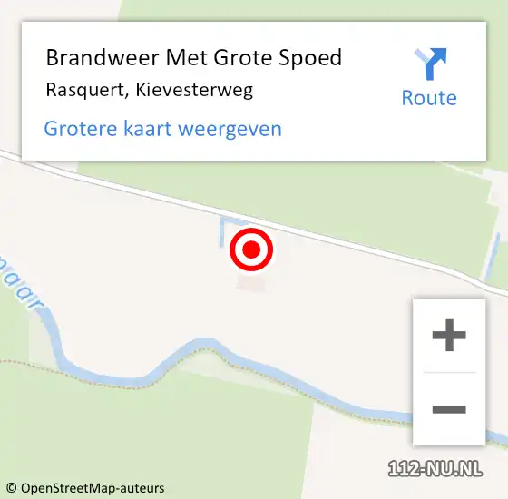 Locatie op kaart van de 112 melding: Brandweer Met Grote Spoed Naar Rasquert, Kievesterweg op 10 oktober 2016 19:10