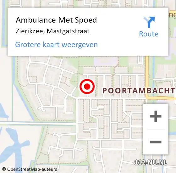 Locatie op kaart van de 112 melding: Ambulance Met Spoed Naar Zierikzee, Mastgatstraat op 10 oktober 2016 19:23