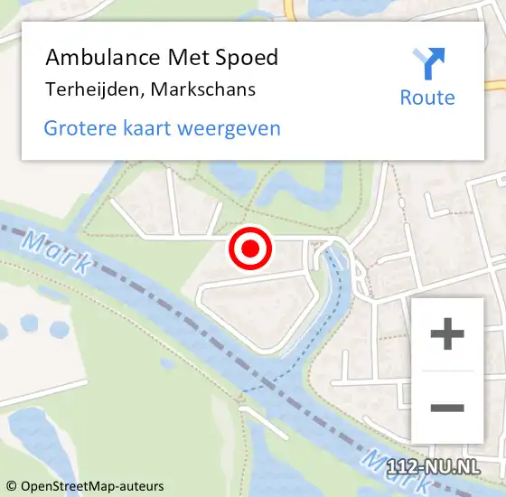 Locatie op kaart van de 112 melding: Ambulance Met Spoed Naar Terheijden, Markschans op 10 oktober 2016 19:24