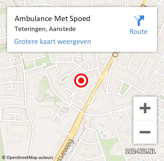 Locatie op kaart van de 112 melding: Ambulance Met Spoed Naar Teteringen, Aanstede op 10 oktober 2016 19:34