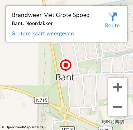 Locatie op kaart van de 112 melding: Brandweer Met Grote Spoed Naar Bant, Noordakker op 10 oktober 2016 20:05