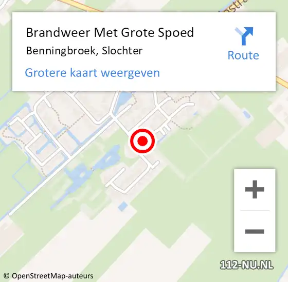 Locatie op kaart van de 112 melding: Brandweer Met Grote Spoed Naar Benningbroek, Slochter op 10 oktober 2016 20:31