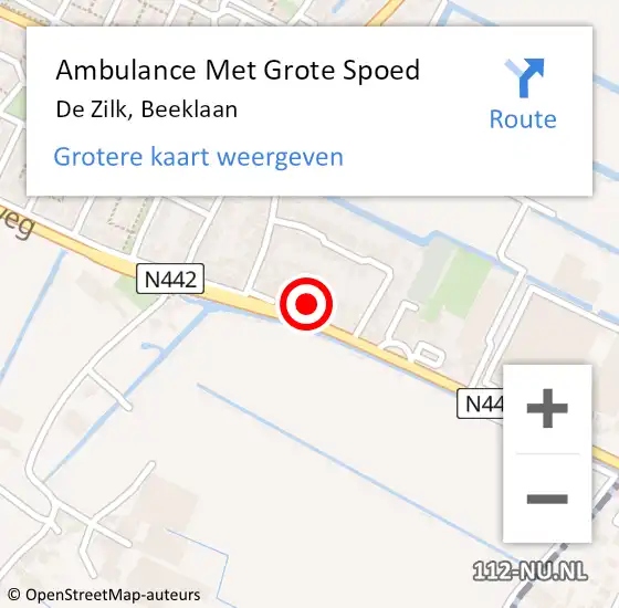 Locatie op kaart van de 112 melding: Ambulance Met Grote Spoed Naar De Zilk, Beeklaan op 10 oktober 2016 20:34