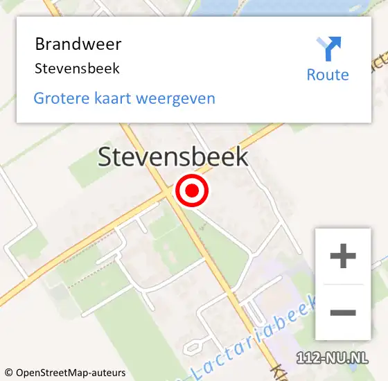 Locatie op kaart van de 112 melding: Brandweer Stevensbeek op 10 oktober 2016 21:50