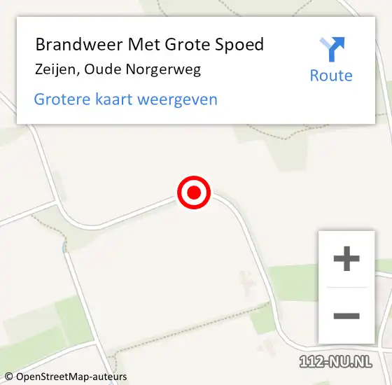 Locatie op kaart van de 112 melding: Brandweer Met Grote Spoed Naar Zeijen, Oude Norgerweg op 10 oktober 2016 22:25