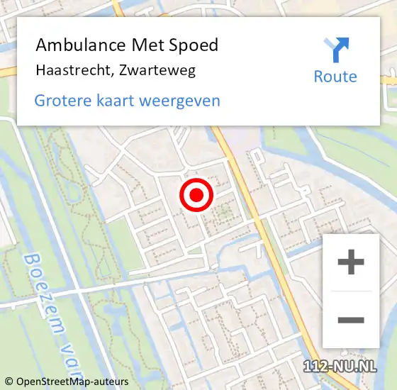 Locatie op kaart van de 112 melding: Ambulance Met Spoed Naar Haastrecht, Zwarteweg op 11 oktober 2016 00:08