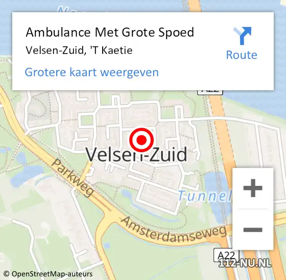 Locatie op kaart van de 112 melding: Ambulance Met Grote Spoed Naar Velsen-Zuid, 'T Kaetie op 11 oktober 2016 00:43