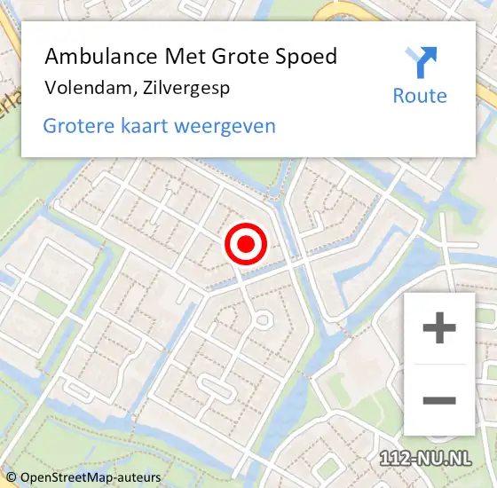 Locatie op kaart van de 112 melding: Ambulance Met Grote Spoed Naar Volendam, Zilvergesp op 11 oktober 2016 02:50