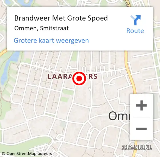 Locatie op kaart van de 112 melding: Brandweer Met Grote Spoed Naar Ommen, Smitstraat op 11 oktober 2016 03:15