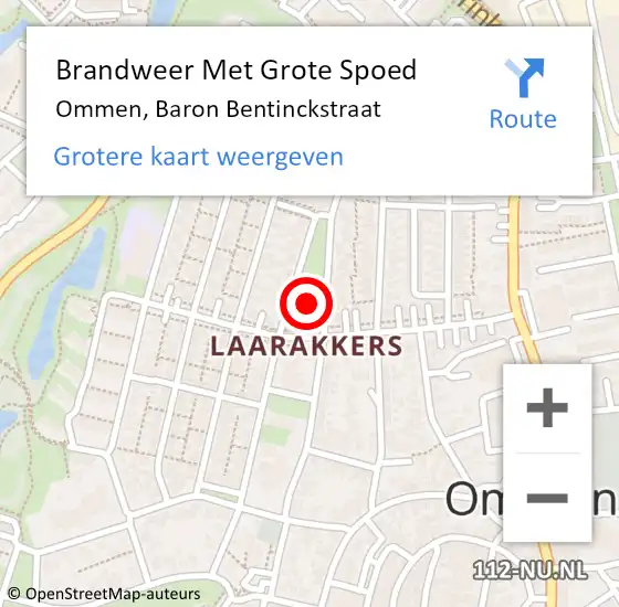 Locatie op kaart van de 112 melding: Brandweer Met Grote Spoed Naar Ommen, Baron Bentinckstraat op 11 oktober 2016 03:18