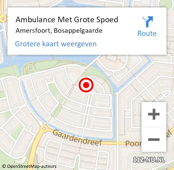 Locatie op kaart van de 112 melding: Ambulance Met Grote Spoed Naar Amersfoort, Bosappelgaarde op 11 oktober 2016 07:06