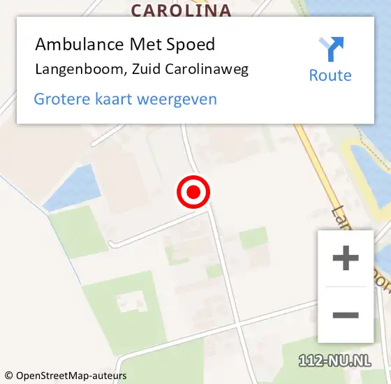 Locatie op kaart van de 112 melding: Ambulance Met Spoed Naar Langenboom, Zuid Carolinaweg op 11 oktober 2016 07:12