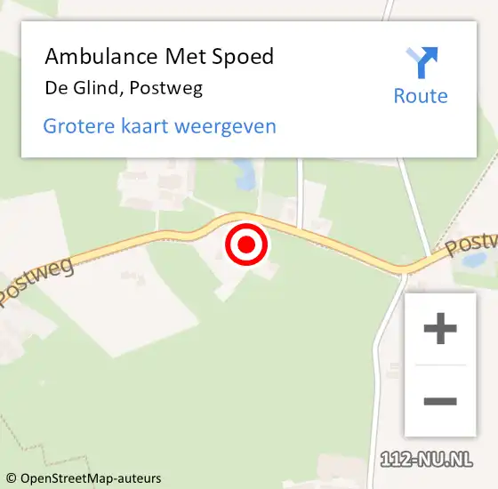 Locatie op kaart van de 112 melding: Ambulance Met Spoed Naar De Glind, Postweg op 11 oktober 2016 08:02