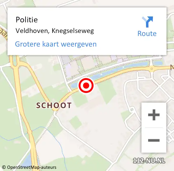 Locatie op kaart van de 112 melding: Politie Veldhoven, Knegselseweg op 11 oktober 2016 08:40