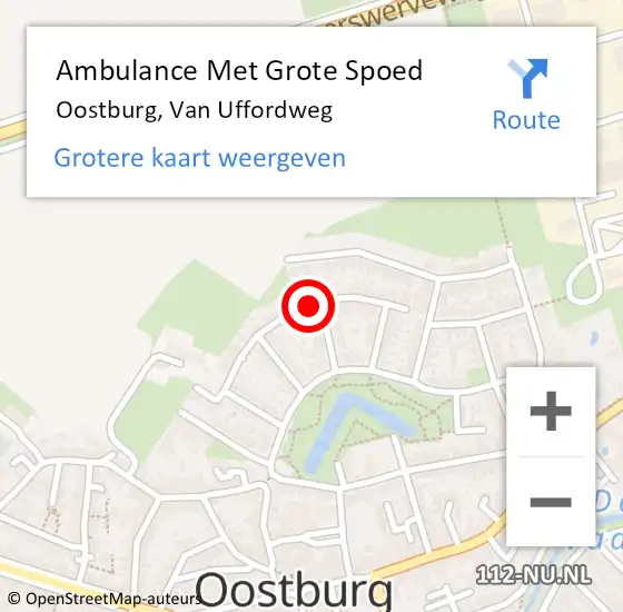 Locatie op kaart van de 112 melding: Ambulance Met Grote Spoed Naar Oostburg, Van Uffordweg op 11 oktober 2016 08:41