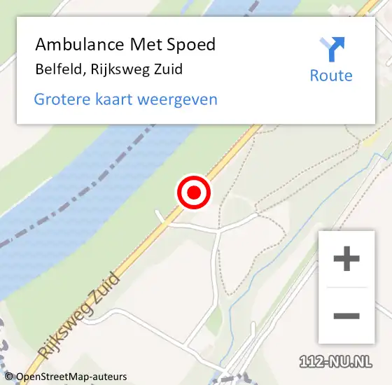 Locatie op kaart van de 112 melding: Ambulance Met Spoed Naar Belfeld, Rijksweg Zuid op 11 oktober 2016 09:02