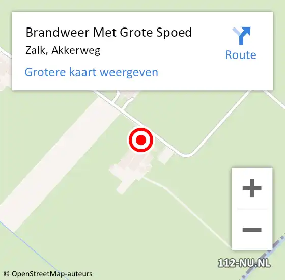 Locatie op kaart van de 112 melding: Brandweer Met Grote Spoed Naar Zalk, Akkerweg op 11 oktober 2016 09:35